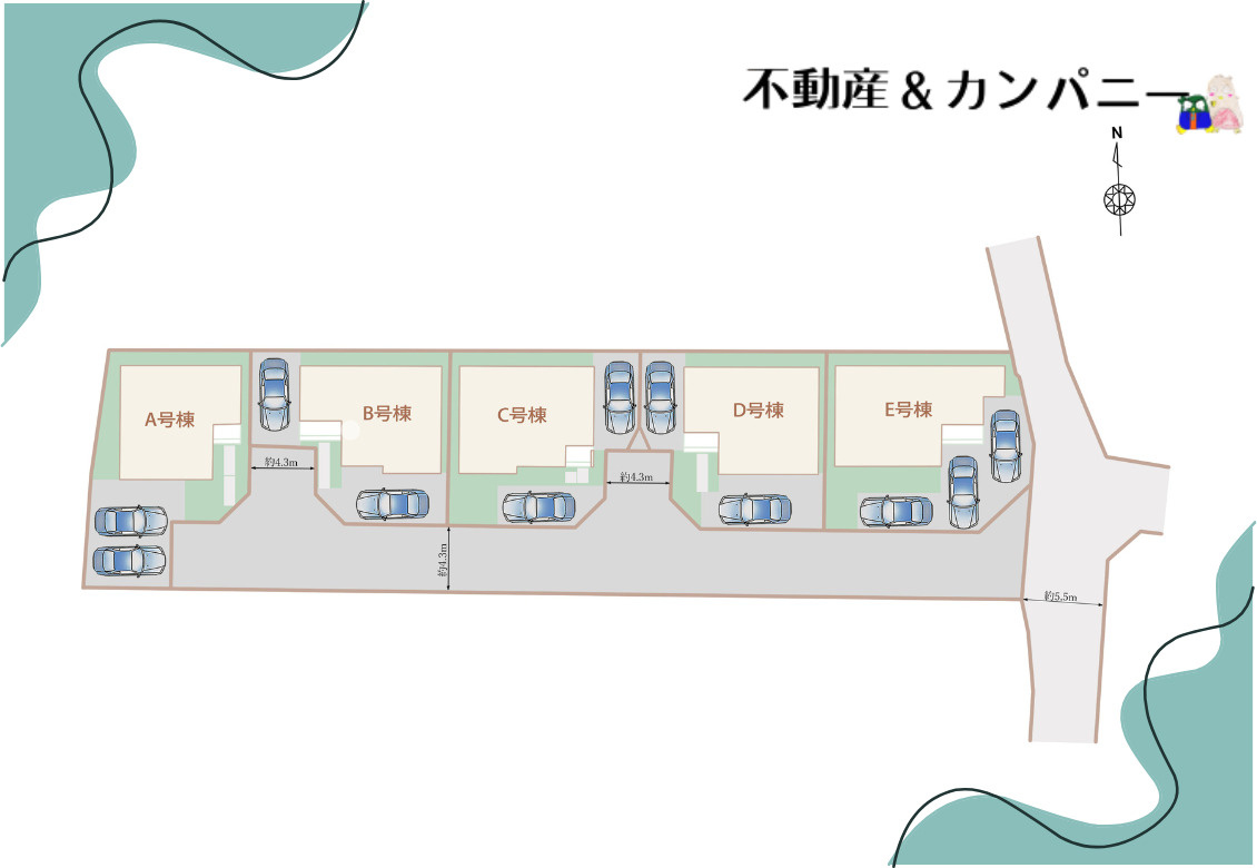 ハートフルタウン東長戸2期-E号棟　新築分譲戸建(全5棟)　の区画図