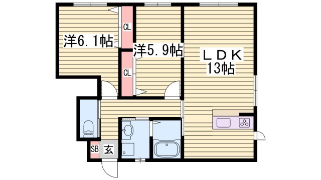 クラヴィエ南町ノ坪Ｄの間取り