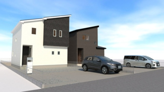 【外観パース】 | 海津市南濃町田鶴新築建売全2棟！美濃松山駅まで徒歩1分！敷地広々75坪以上！長期優良住宅！ | 海津市南濃町田鶴新築建売全2棟！美濃松山駅まで徒歩1分！敷地広々75坪以上！長期優良住宅！