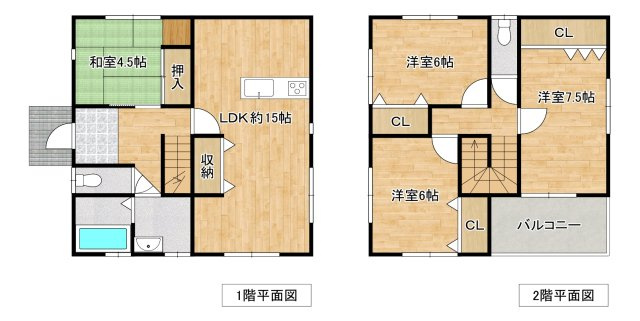 橿原市新口町の間取り|4LDK　土地面積：122.31㎡　建物面積：99.36㎡　駐車スペース2台