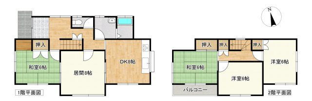桜井市朝倉台東4丁目の間取り|5DK　土地面積：208.44㎡　建物面積：96.05㎡　駐車1台可能