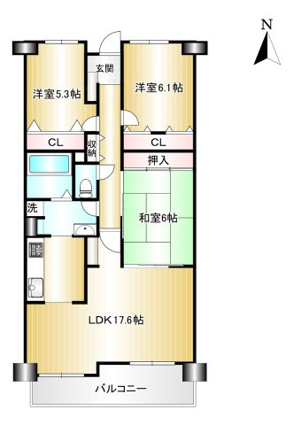 朝倉グリーンマンション　1991年3月築の間取り|多彩な生活スタイルに応える住空間で心やすらぐ新生活を送りませんか♪ローンのご相談など全力でサポートいたします！