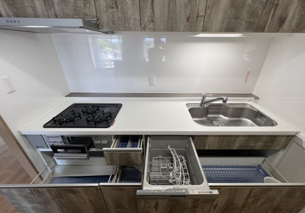 橿原神宮前スカイハイツ9階のキッチン|引き出し収納でお片付け楽ちん♪