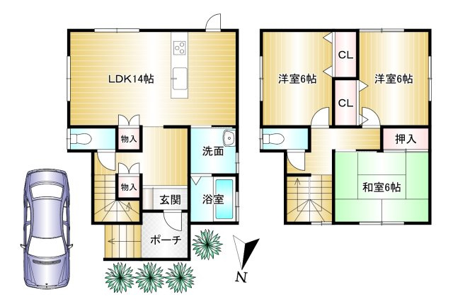 吉野郡大淀町大字北野の間取り|3LDK　土地面積：214.29㎡　建物面積：86.94㎡　駐車1台可能