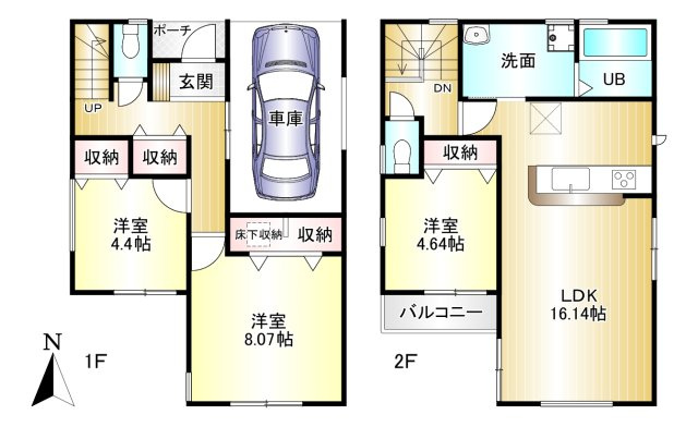橿原市北妙法寺町5期全1棟の間取り|3LDK　土地面積：83.77ｍ2　建物面積：97.20ｍ2　駐車スペース1台