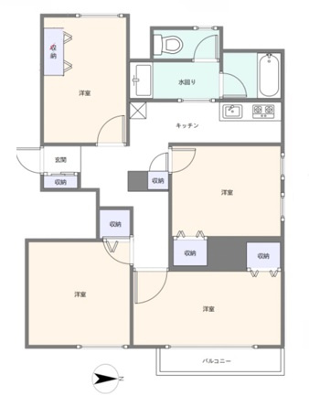 メゾンホクソーの間取り|4K、専有面積67.21㎡