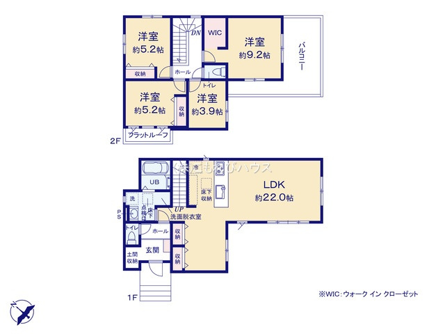 桶川市北　9期　新築一戸建て　グレース　01の間取り|桶川市北　9期　新築一戸建て　グレース　01、4LDK、土地面積128.69m2、建物面積105.00m2