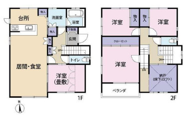 姫路市花田町小川　中古戸建の間取り|4SLDKです。中2階に広い納戸がございます。