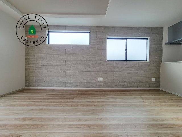 合志市幾久富第2-2棟（2号棟）　の居間・リビング|キッチンからリビングをしっかり確認できます。家族の笑顔があふれる空間になりそうですね。