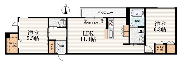 Ｐｌｕｍｅの間取り|【間取り】　角部屋