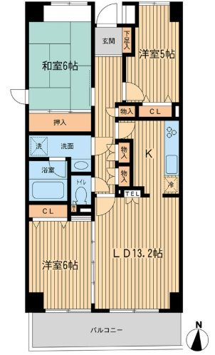 さいたま市浦和区常盤１０丁目の賃貸マンションの間取り