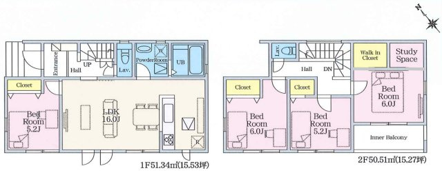 【新築戸建】藤岡立石24-1期の間取り|■間取り図｜敷地面積：172.54（約52.19坪）　建物面積：101.02（約30.56坪）