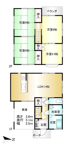 橿原市土橋町の間取り|4LDK　土地面積：70.64㎡　建物面積：82.06㎡　駐車　車庫1台可