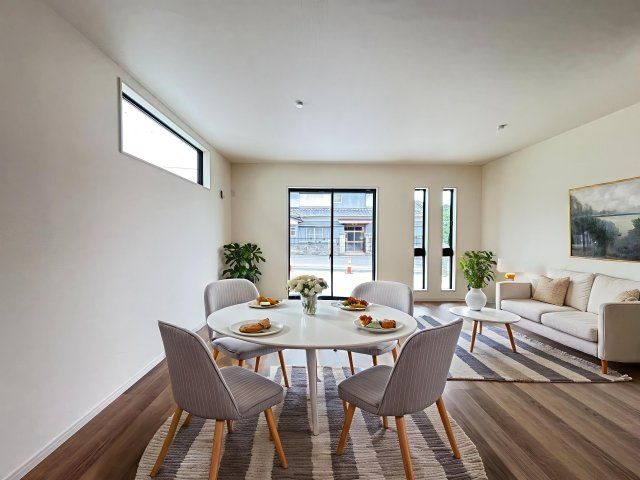 桜井市大字浅古全２棟の居間・リビング|LDK17.75帖です！※こちらの家具はAIで生成されたものです