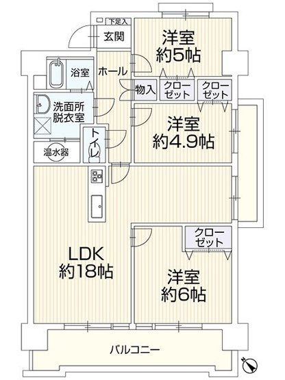 【間取り】 | オリエントハイツJR千鳥駅前 | ファミリーに最適な３ＬＤＫ。リフォーム済みのため、気持ちよく新生活がスタートできます♪