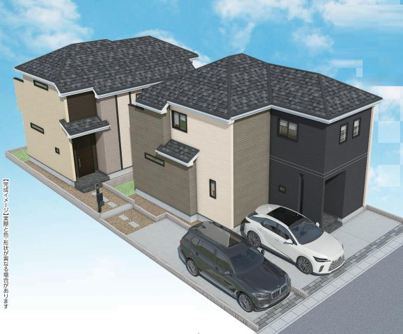 流山市加1丁目　新築戸建　全2棟　B号棟の外観パース|流山駅徒歩10分、流山セントラルパーク駅徒歩22分