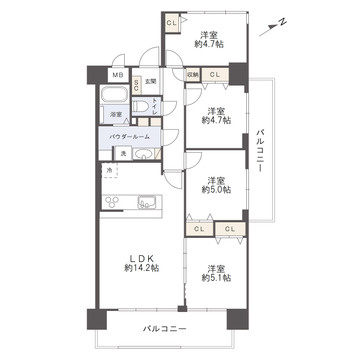 パルハイツ呉中央5丁目の間取り|リビング横の間仕切りを使用することで生活に合わせて間取りの変更が可能です。
