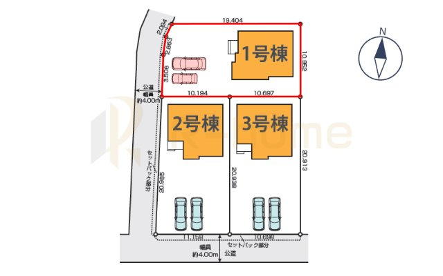 笠間市南友部1期　新築戸建て　1号棟の区画図|大きなお買い物だからこそ、メリット・デメリットを伝えさせて頂きます。
R-homeにお任せください♪