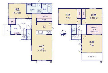 松山市 南梅本町（梅本駅） 2階建 ４ＬＤＫ（A号棟）の間取り|4LDKです。ベランダが南向きです。
駐車場は2台分のスペースあります。
