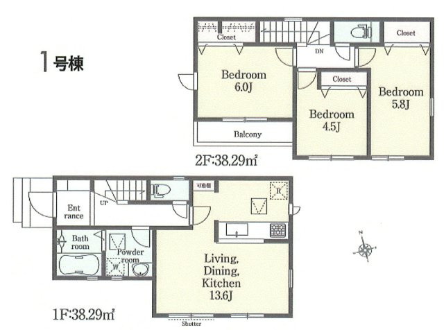 立川市砂川町7丁目　新築戸建全1棟の間取り
