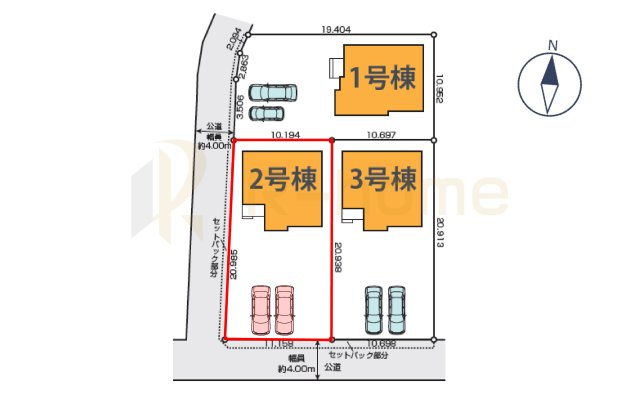 笠間市南友部1期　新築戸建て　2号棟の区画図|大きなお買い物だからこそ、メリット・デメリットを伝えさせて頂きます。
R-homeにお任せください♪