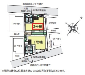 狭山市北入曽・全2棟　新築一戸建　2号棟　～LDK19帖～の区画図|【全2棟・2号棟】カースペース並列2台分(車種による)