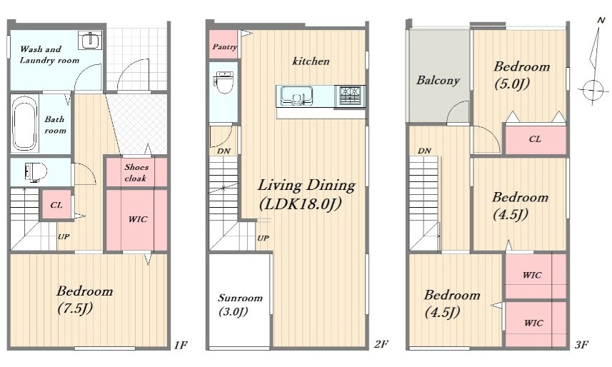 広島市佐伯区五日市中央１丁目　新築一戸建て(全2棟)の間取り