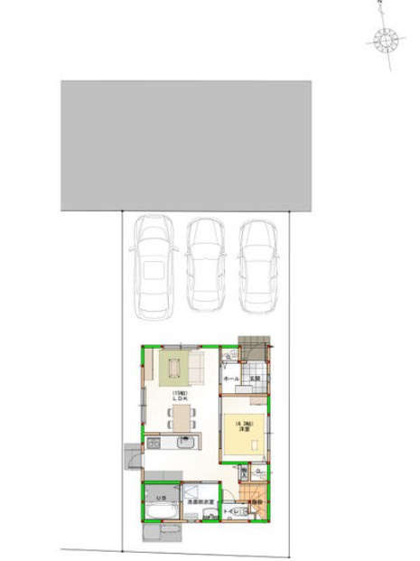 オール電化デザイナーズハウス高松市福岡町建売⑥の区画図