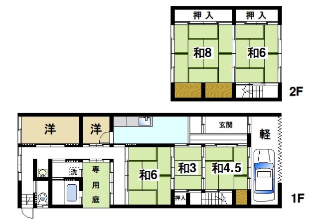 高畑町貸家（直井邸）の間取り|ファミリーさんにおススメの間取りです。