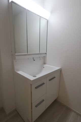 《仲介手数料無料》大宮区天沼町１丁目666-5(全1戸)新築一戸建てリガーレの独立洗面台|撮影日 2025年10月13日 15:30 晴れ