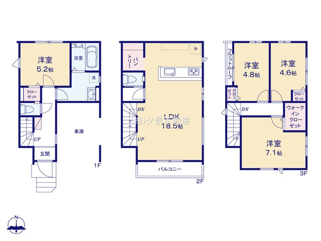 《仲介手数料無料》大宮区天沼町１丁目666-5(全1戸)新築一戸建てリガーレの間取り