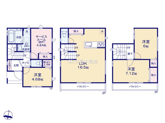 《仲介手数料無料》中央区新中里４丁目15(E号棟)新築一戸建てハートフルタウンの間取り