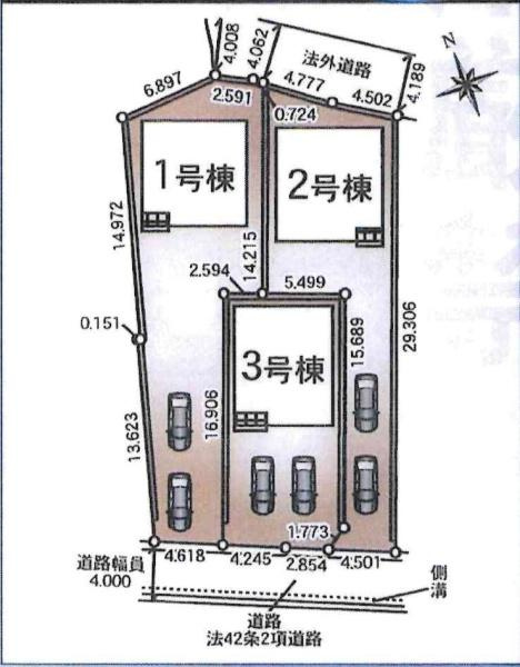 蒲郡市水竹町第8　全3棟・1号棟の区画図|1号棟です。