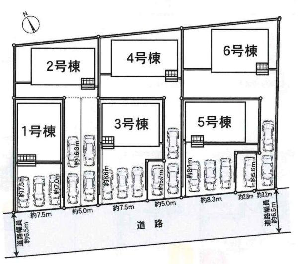 豊川市伊奈町第23　全6棟・3号棟の区画図|3号棟です。