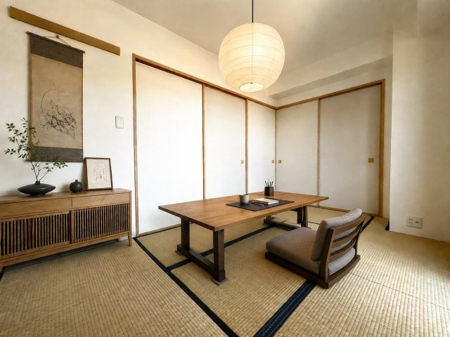 駅近タワーマンション☆☆角住戸☆３ＬＤＫ☆リフォーム完了で即入居ＯＫ☆ファーストタワー大津ＭＡＲＹの和室|和室（家具家電照明の設置イメージ画像）