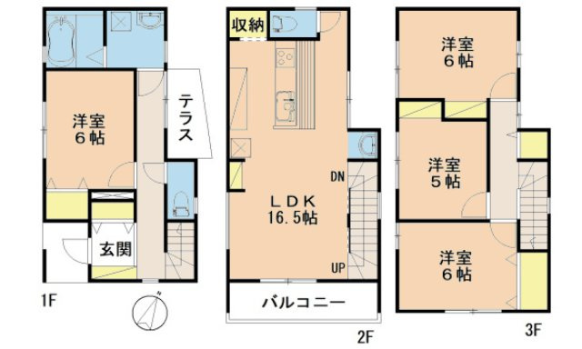 広島市安佐南区東原3丁目　新築一戸建ての間取り