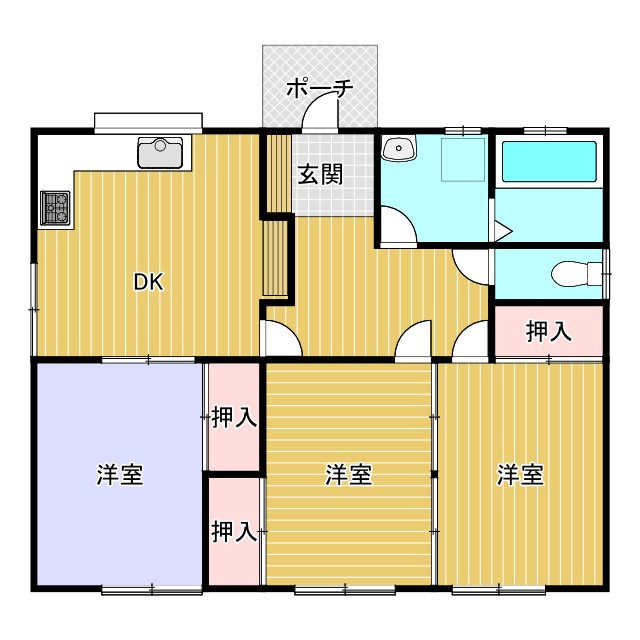 吉開一戸建の間取り|※和室を洋室に改装済です♪