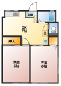【間取り】 | ファミリータイプの２ＤＫのお部屋です