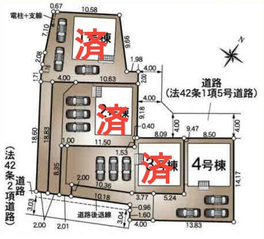 静岡市駿河区中島　第10　新築戸建　全4棟　4号棟の区画図