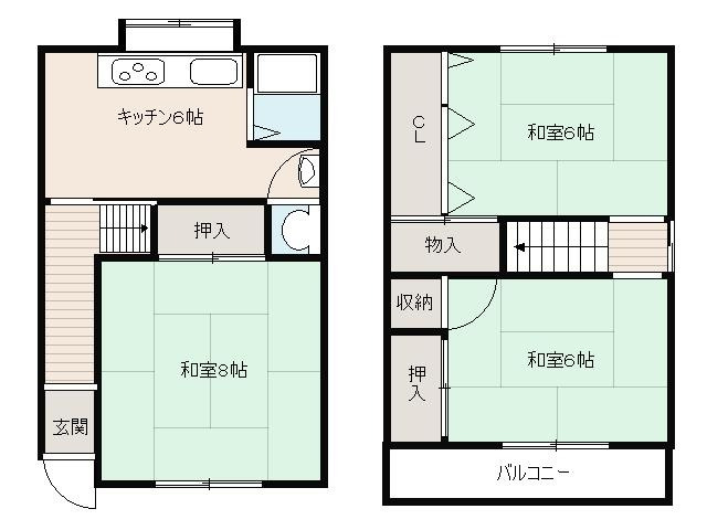 岩田町3丁目貸家の間取り