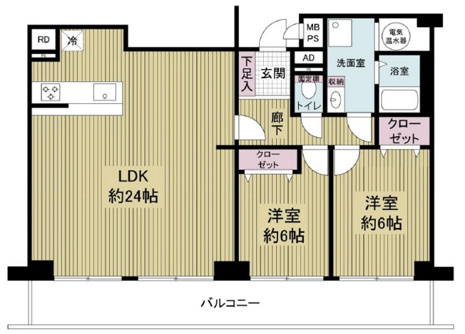 【間取り】 | 新大阪第１グリーンマンション | 南向き・R7年6月末室内改装済・トランクルーム付・ＬＤＫ２４帖