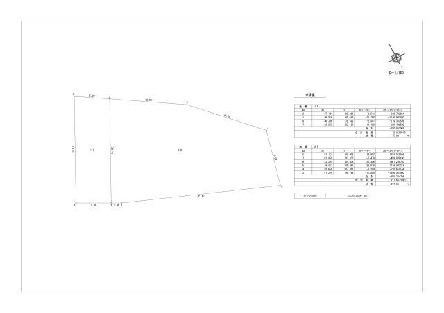 【売地】中山町大字長崎字町浦土地の土地図|分筆予定図。