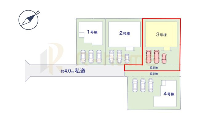 土浦市摩利山新田1期　新築戸建て　3号棟の区画図|大きなお買い物だからこそ、メリット・デメリットを伝えさせて頂きます。
R-homeにお任せください♪