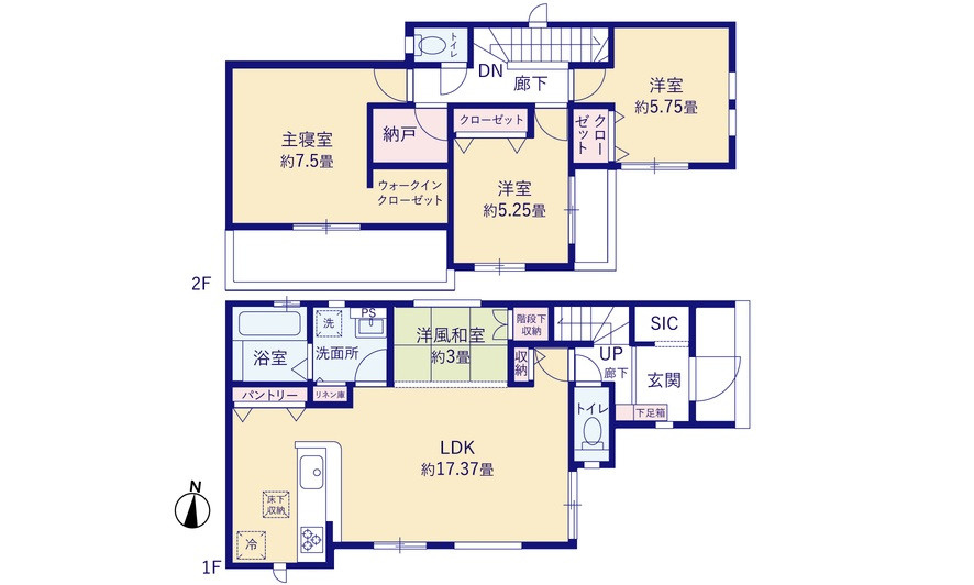広島市佐伯区五日市中央3丁目　新築一戸建て(全5棟)の間取り