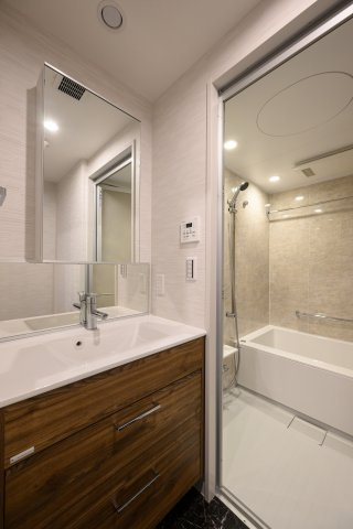 ピアッツァゲート八木の洗面所|収納スペース豊富な独立洗面台　※写真は竣工例です