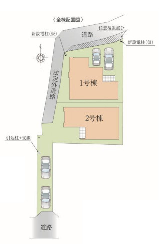 藤沢市羽鳥1期　新築戸建　全2棟1号棟の区画図