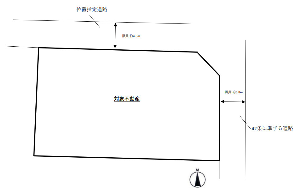 高岡町土地の土地図|約45坪の整形地。