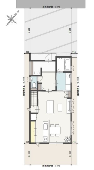中央区関屋田町3丁目  1号棟　新築戸建の区画図