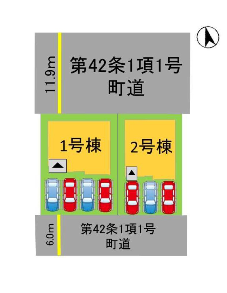 糟屋郡宇美町とびたけ1丁目第1-2棟（1号棟）の区画図|配置図（1号棟）