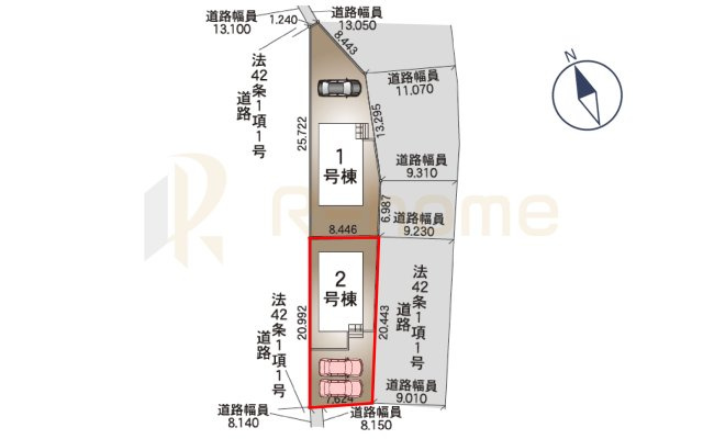 結城市結城第42　新築戸建て　2号棟の区画図|大きなお買い物だからこそ、メリット・デメリットを伝えさせて頂きます。
R-homeにお任せください♪
